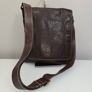 Cole Haan Messenger Crossbody Satchel Brown Leather Medium Travel Work School